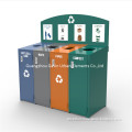 Outdoor dustbin manufacturer 4 compartments metal outdoor recycling station